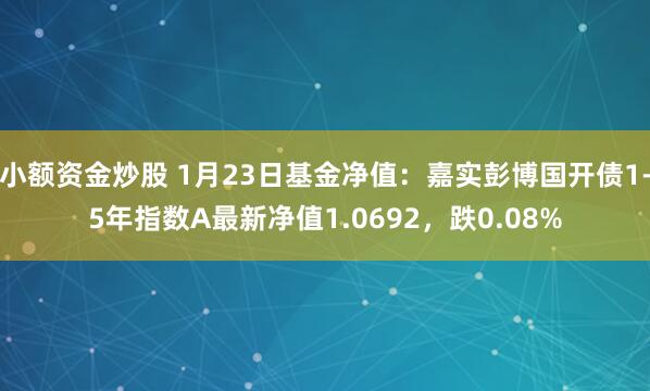 小额资金炒股 1月23日基金净值:嘉实彭博国开债1-5年指数A最新净值1.0692,跌0.08%