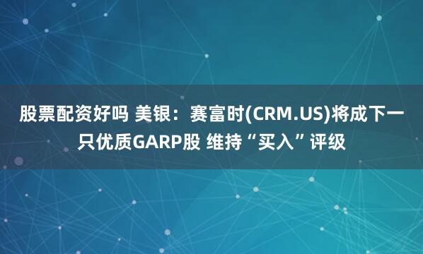 股票配资好吗 美银：赛富时(CRM.US)将成下一只优质GARP股 维持“买入”评级