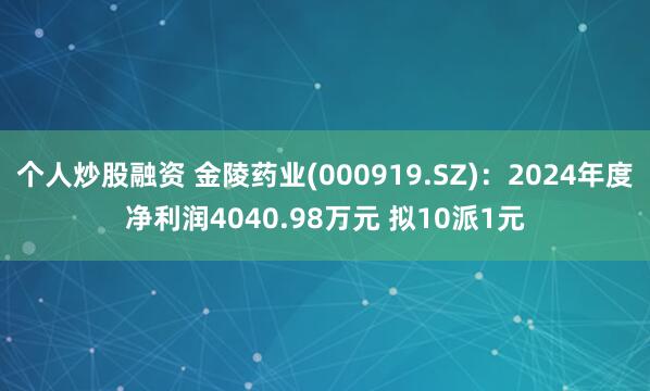 个人炒股融资 金陵药业(000919.SZ):2024年度净利润4040.98万元 拟10派1元