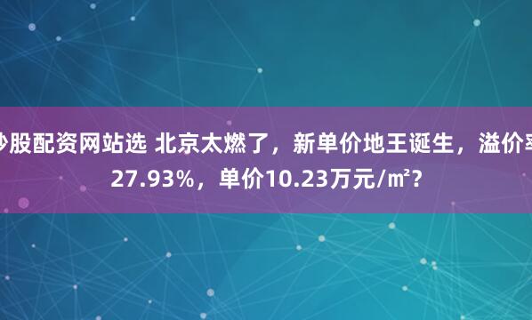 炒股配资网站选 北京太燃了,新单价地王诞生,溢价率27.93%,单价10.23万元/㎡?
