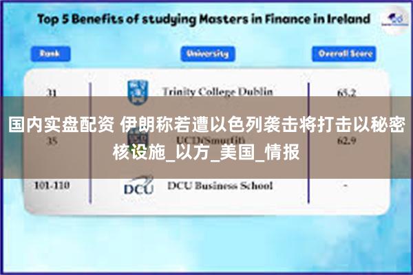国内实盘配资 伊朗称若遭以色列袭击将打击以秘密核设施_以方_美国_情报