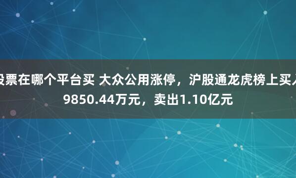 股票在哪个平台买 大众公用涨停,沪股通龙虎榜上买入9850.44万元,卖出1.10亿元