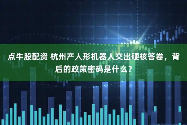 点牛股配资 杭州产人形机器人交出硬核答卷，背后的政策密码是什么？